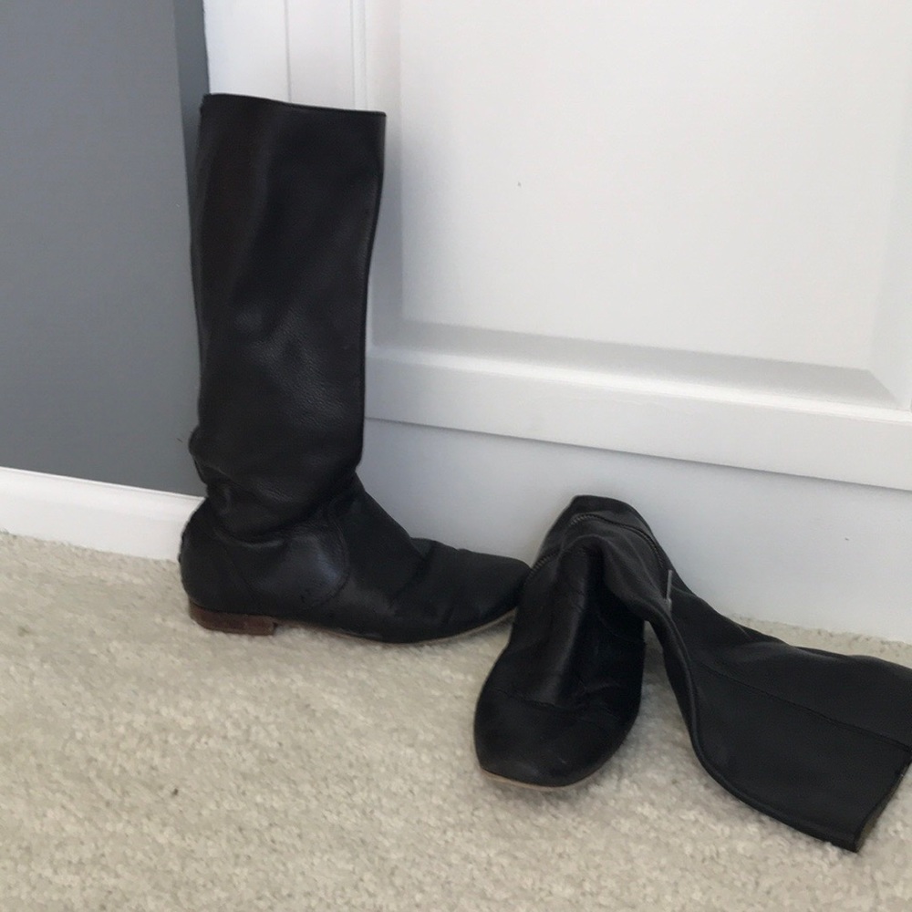 Jillian black leather Frye boots.